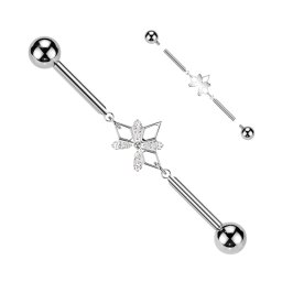 Industrial piercing titanium ketting diamand shape - zilver