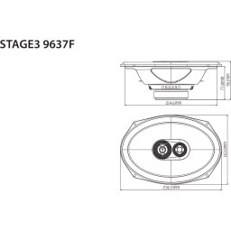 JBL Stage3 9637F - Autospeakers - 6 x 9” (152 x 230 mm) - 3-weg Coaxiaal - 375 Watt - Zonder Grill - Luidspreker set