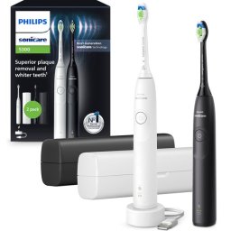 Philips Sonicare 5300 Series - Elektrische Tandenborstels - Wit & Zwart - Duopack- 2 reisetuis - Wit