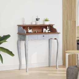 vidaXL Schrijfbureau Bruin en wit 80 x 40 x 92 cm Massief mahoniehout