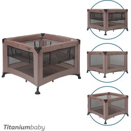 Titaniumbaby Opvouwbare box SMART Mason met verhoger 100x100 cm Taupe inclusief draagtas