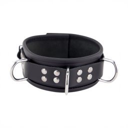 Red Leather Leren Ketting 3 D Ringen - Zwart