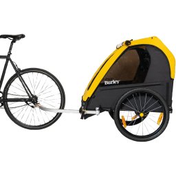Burley Bee Double Fietskar – Fietskar voor Kinderen – Fietskar 2 Kinderen – Inklapbaar – Cargo Trailer – Geel Zwart