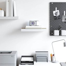 vidaXL Wandschap zwevend 50x23,5x3,8 cm MDF eikenkleurig en wit