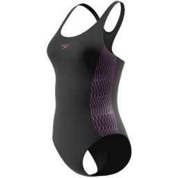 Speedo Placement Maat 42 Muscleback 1P Dames - Sportbadpak Dames met Medalist-Rug - Badpak Dames met Vormvaste Pasvorm - Zwempak Dames Volwassenen - Zwart/Roze
