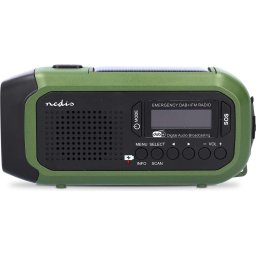Nedis Noodradio - Draagbaar Model - DAB+ / FM - Batterij Gevoed / Handslinger / Solar Powered / USB Gevoed - Wekkerfunctie - Groen / Zwart