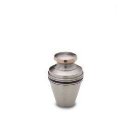Mini Urn Matzilver Zwarte en Messing Sierbanden (0.05 liter)