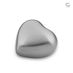 Mini Hart Urn Geborsteld Zilver (0.08 liter)
