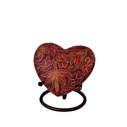 Etienne Autumn Leaves Cloisonne Hart Urn, inclusief Standaard (0.11 liter)