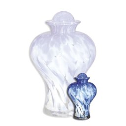 Glazen Mini Dieren Urn Blauw-Wit (0.15 liter)