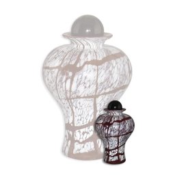 Glazen Mini Dierenurn Bruin-Wit (0.15 liter)
