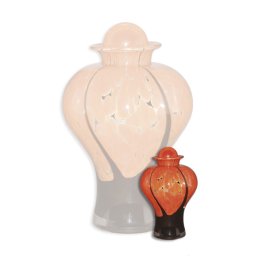 Glazen Mini Dieren Urn Oranje-Zwart (0.15 liter)