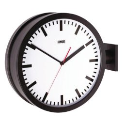 Stationsklok 15" dubbelzijdig zwart