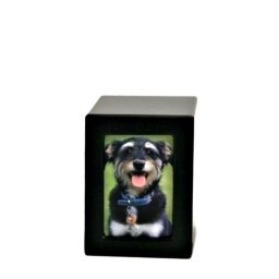 Kleine Houten Foto Dieren Urn Black Satin (0.8 liter)