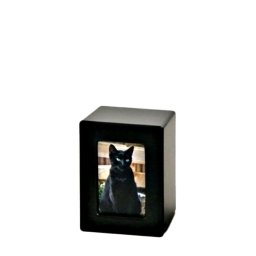 Mini Houten Foto Dieren Urn Black Satin (0.5 liter)
