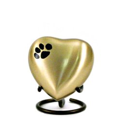 Klassieke Heart Urn Messing met Pootje, inclusief Standaard (0.05 liter)