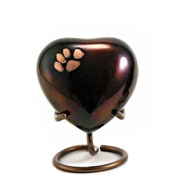 Klassieke Raku Heart Urn met Pootje, inclusief Standaard (0.05 liter)