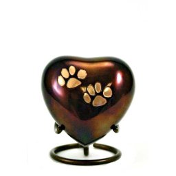 Klassieke Raku Hart Urn met Pootjes, inclusief Standaard (0.05 liter)