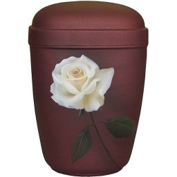 Design Urn Witte Roos op Matrood (4 liter)
