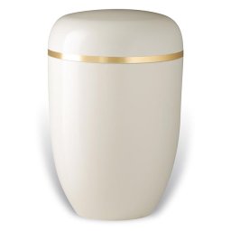 Witte Design Urn met Gouden Sierband (4 liter)