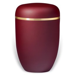 Robijnrode Design Urn met Gouden Sierband (4 liter)