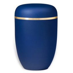 Matblauwe Design Urn met Gouden Sierband (4 liter)