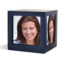 Houten Photocube Urn Navy (1.5 liter)