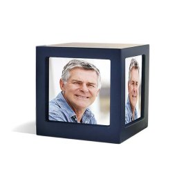 Houten Photocube Urn Navy (0.75 liter)