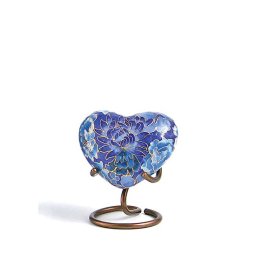 Elite Floral Blue Cloisonne Hart Urn, inclusief Standaard (0.11 liter)