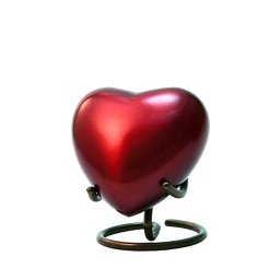 Grecian Crimson Shiny Red Hart Urn, inclusief Standaard (0.11 liter)