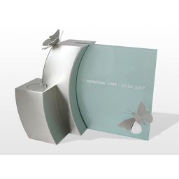 RVS Urn Monument met glas en vlinders (3.5 liter)