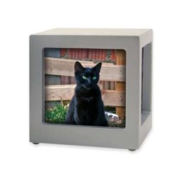 Mini Houten Photocube Dieren Urn Zilver (0.4 liter)