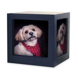 Kleine Houten Photocube Dieren Urn Navy (0.75 liter)