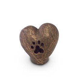 Keramische Mini Dierenurn Hartje met Pootafdruk (0.1 liter)