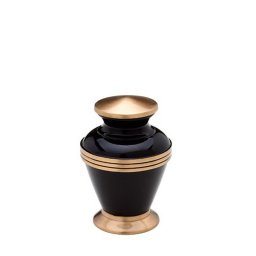 Mini Dierenurn Klassiek Zwart - Messing banden (0.11 liter)