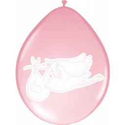 Roze ooievaar ballonnen - 8 stuks
