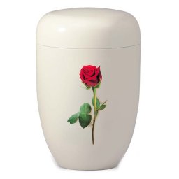 Biologische Urn Rode Roos op Wit (4 liter)