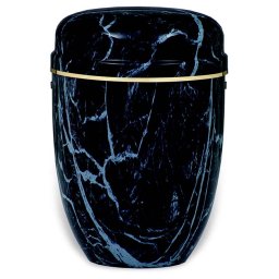 Blauw Gemarmerde Design Urn, gouden sierband (4 liter)
