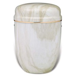 Wit Gemarmerde Design Urn, gouden sierband (4 liter)