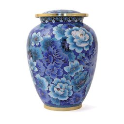 Elite Floral Blue Cloisonne Urn (3.5 liter)