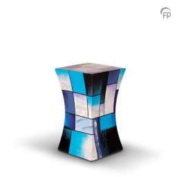 Kleine Diabolo Glasfiber Urn Blauw-Wit (1.1 liter)
