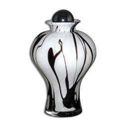 Grote Glazen Urn Wit-Zwart (3.5 liter)
