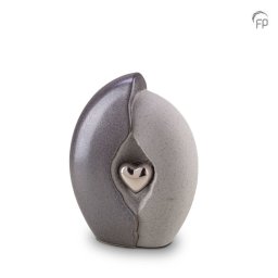 Kleine Keramische Urn Double Grey, Silver Hart (2.2 liter)