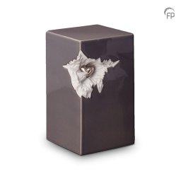 Grote Keramische Urn Shiney Grey, Zilver Hart (5 liter)