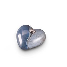 Kleine Keramische Hart Urn Blauw-Grijs, Zilver Hart (1.4 liter)