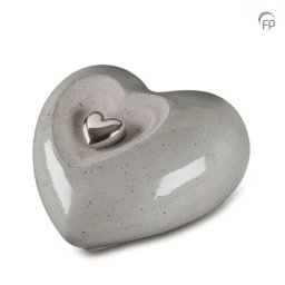Grote Keramische Hart Urn Grijs - Zilver Hart (3.8 liter)