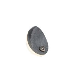 Kleine Keramische DAKRI Urn Wit-Zwart, Zilver Hart (0.8 liter)