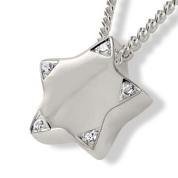 Zilveren Ashanger Ster met 5 Zirkonia inclusief Collier