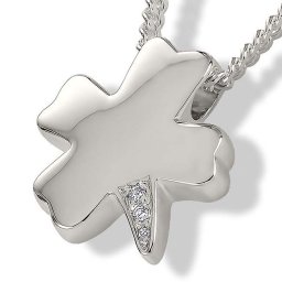 Zilveren Ashanger Klavertje Vier met 3 Zirkonia inclusief Collier