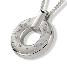 Zilveren Ronde Ashanger Zirkonia's, inclusief Collier